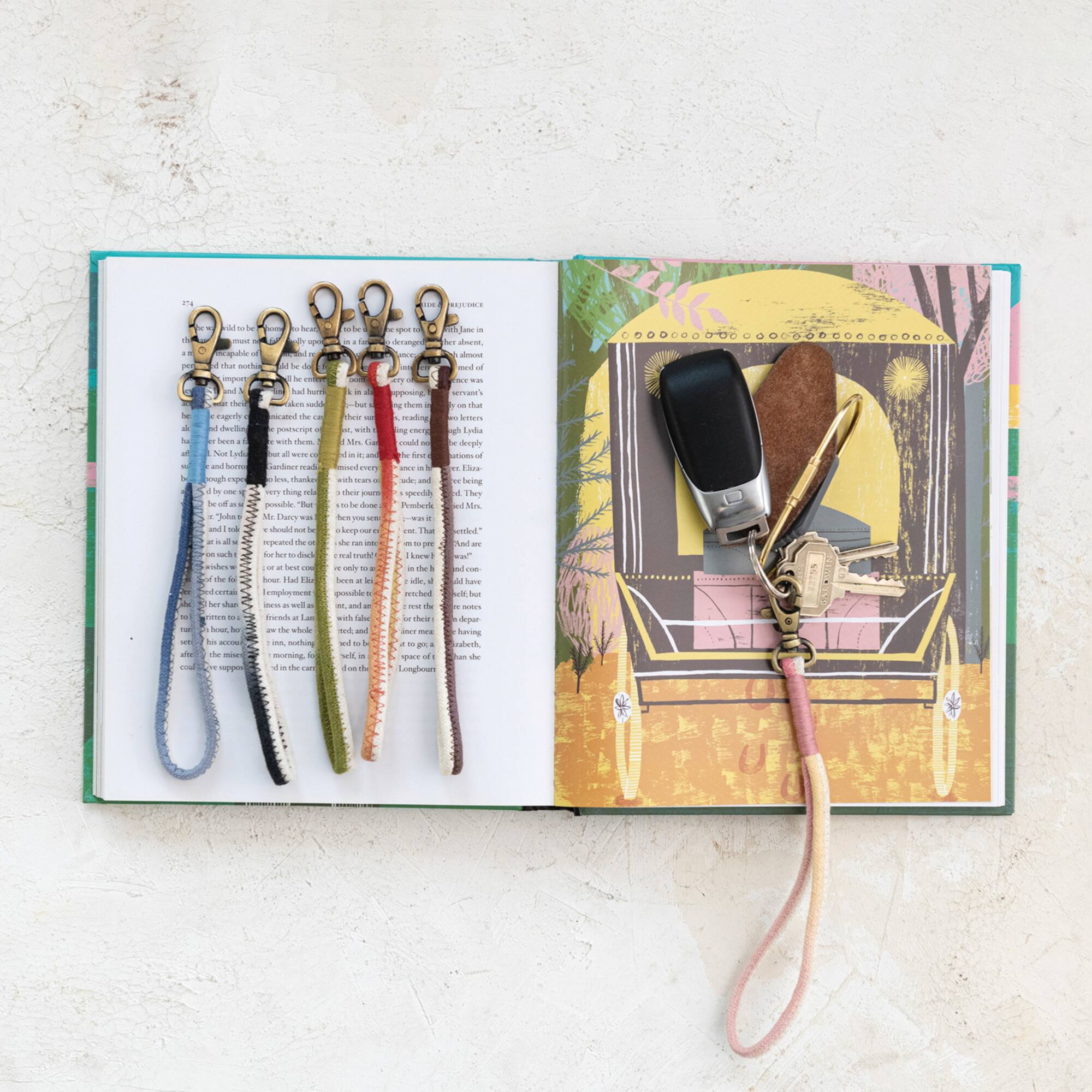 Hello Honey® 8" Cotton & Metal Ombré Keychain Wristlet Set